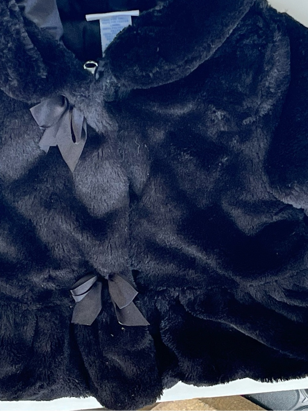 Bon Bebe Black Faux Fur Pea Coat for Kids